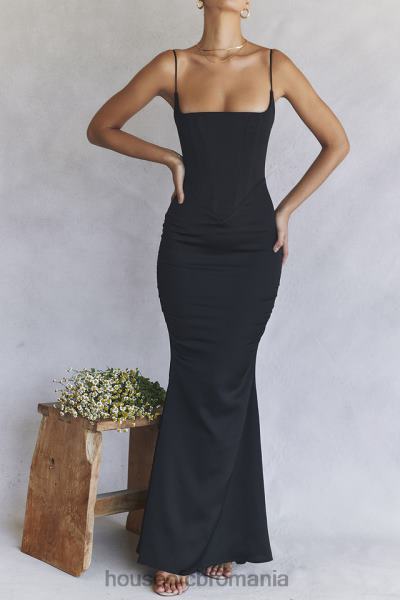 îmbrăcăminte House of CB rochie maxi corset negru din satin olivette X4F68386