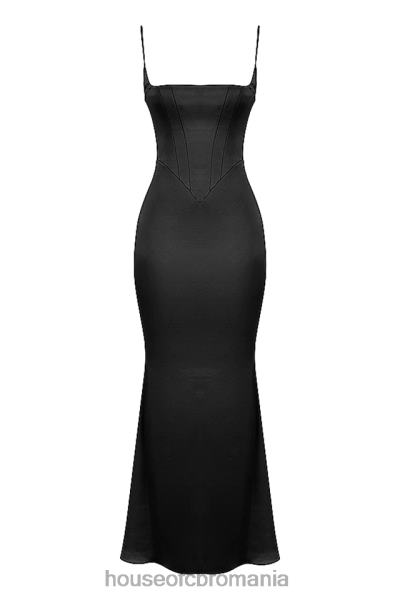 îmbrăcăminte House of CB rochie maxi corset negru din satin olivette X4F68386