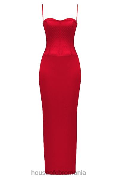 îmbrăcăminte House of CB rochie maxi corset satin rosu shani X4F68357