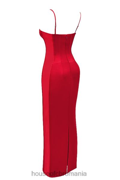 îmbrăcăminte House of CB rochie maxi corset satin rosu shani X4F68357