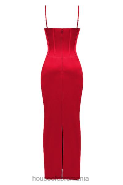 îmbrăcăminte House of CB rochie maxi corset satin rosu shani X4F68357