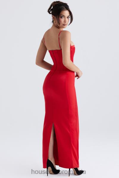 îmbrăcăminte House of CB rochie maxi corset satin rosu shani X4F68357