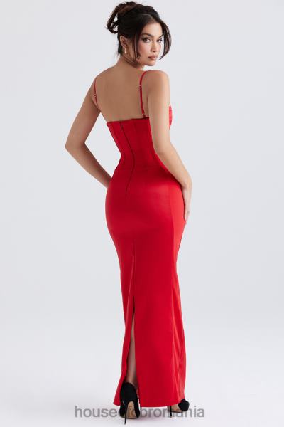 îmbrăcăminte House of CB rochie maxi corset satin rosu shani X4F68357
