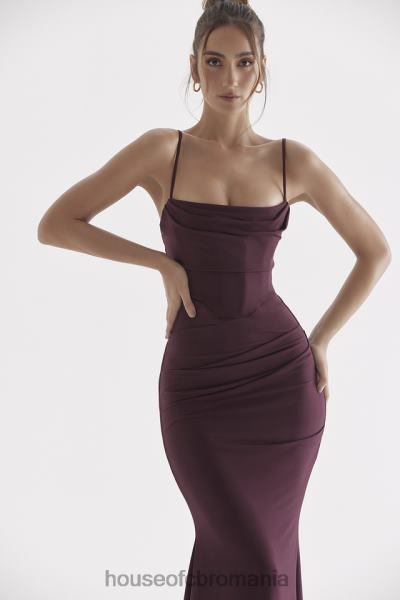 îmbrăcăminte House of CB rochie maxi corset visiniu inchis milena X4F68307