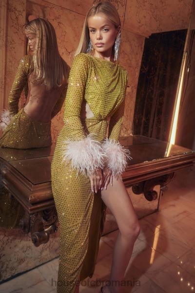 îmbrăcăminte House of CB rochie maxi cristalizata gina chartreuse X4F68332