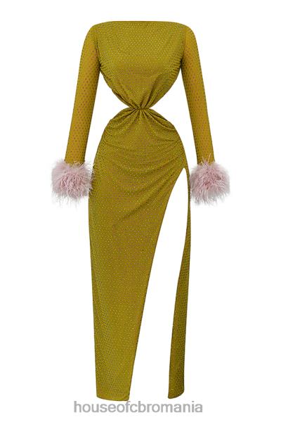 îmbrăcăminte House of CB rochie maxi cristalizata gina chartreuse X4F68332