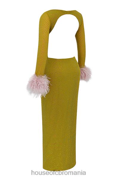 îmbrăcăminte House of CB rochie maxi cristalizata gina chartreuse X4F68332