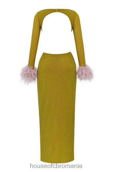 îmbrăcăminte House of CB rochie maxi cristalizata gina chartreuse X4F68332