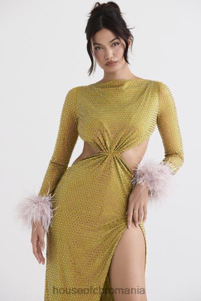 îmbrăcăminte House of CB rochie maxi cristalizata gina chartreuse X4F68332