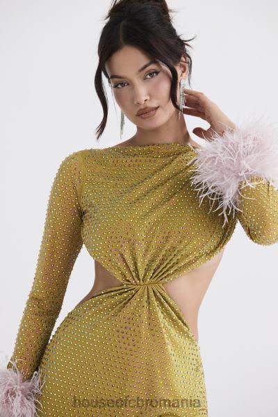 îmbrăcăminte House of CB rochie maxi cristalizata gina chartreuse X4F68332