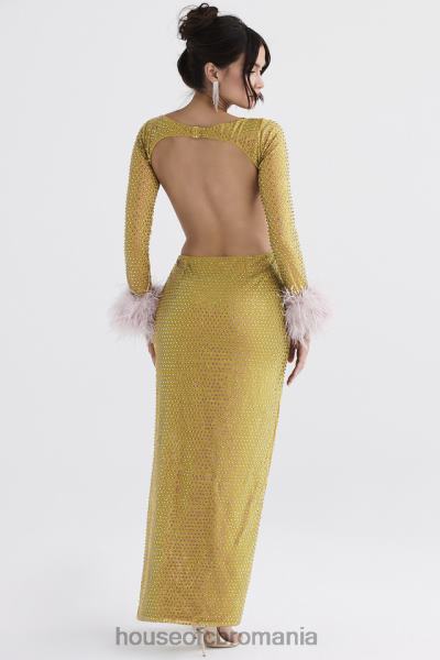 îmbrăcăminte House of CB rochie maxi cristalizata gina chartreuse X4F68332