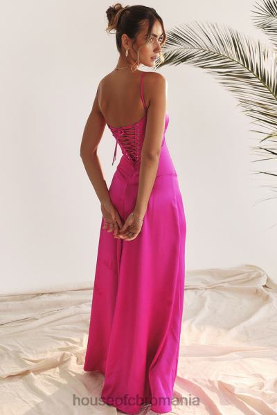 îmbrăcăminte House of CB rochie maxi cu dantelă fucsia anabella X4F68199