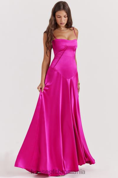 îmbrăcăminte House of CB rochie maxi cu dantelă fucsia anabella X4F68199