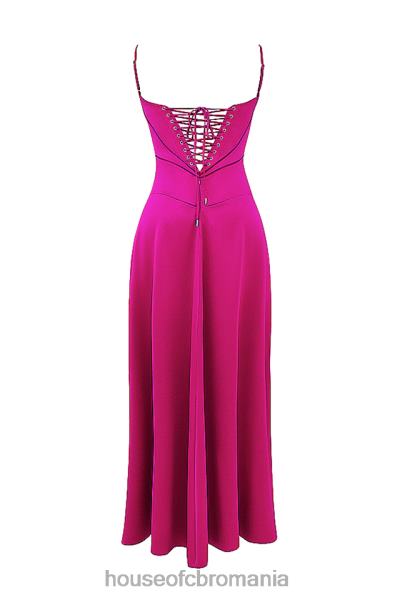 îmbrăcăminte House of CB rochie maxi cu dantelă fucsia anabella X4F68199