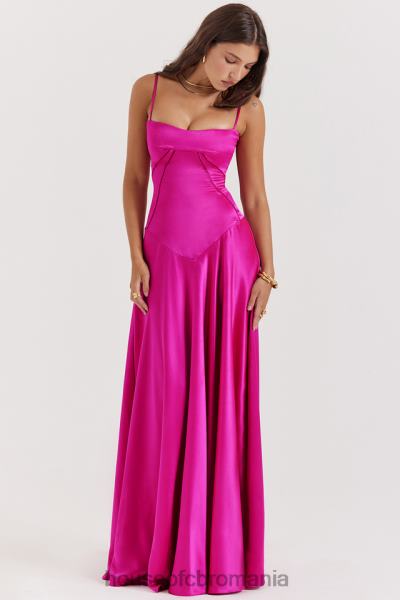 îmbrăcăminte House of CB rochie maxi cu dantelă fucsia anabella X4F68199