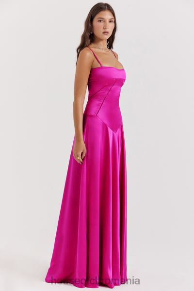îmbrăcăminte House of CB rochie maxi cu dantelă fucsia anabella X4F68199