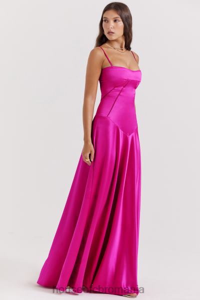 îmbrăcăminte House of CB rochie maxi cu dantelă fucsia anabella X4F68199
