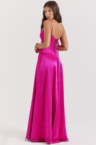 îmbrăcăminte House of CB rochie maxi cu dantelă fucsia anabella X4F68199