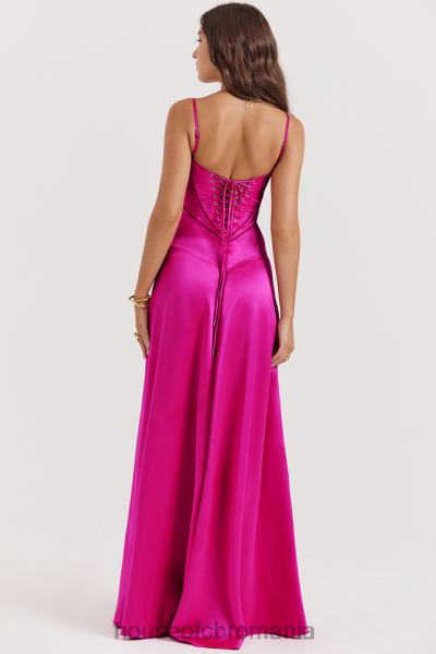 îmbrăcăminte House of CB rochie maxi cu dantelă fucsia anabella X4F68199