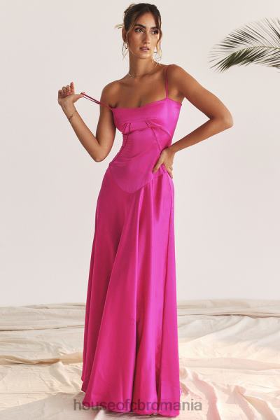 îmbrăcăminte House of CB rochie maxi cu dantelă fucsia anabella X4F68199