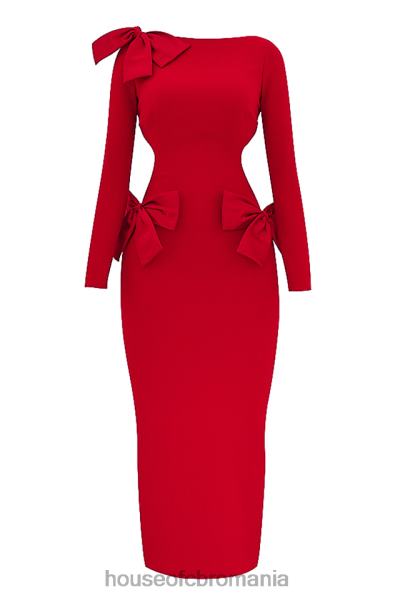 îmbrăcăminte House of CB rochie maxi cu fundita rosie lavele X4F68110