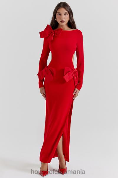 îmbrăcăminte House of CB rochie maxi cu fundita rosie lavele X4F68110