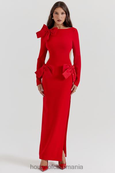 îmbrăcăminte House of CB rochie maxi cu fundita rosie lavele X4F68110