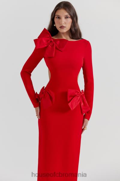îmbrăcăminte House of CB rochie maxi cu fundita rosie lavele X4F68110