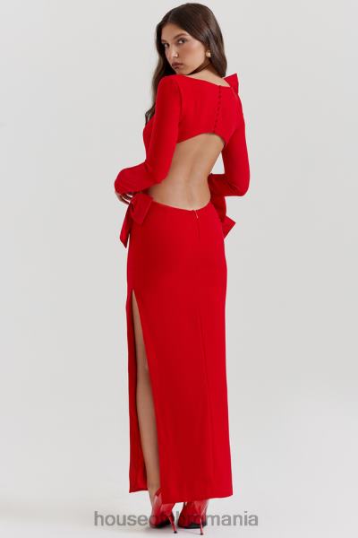 îmbrăcăminte House of CB rochie maxi cu fundita rosie lavele X4F68110