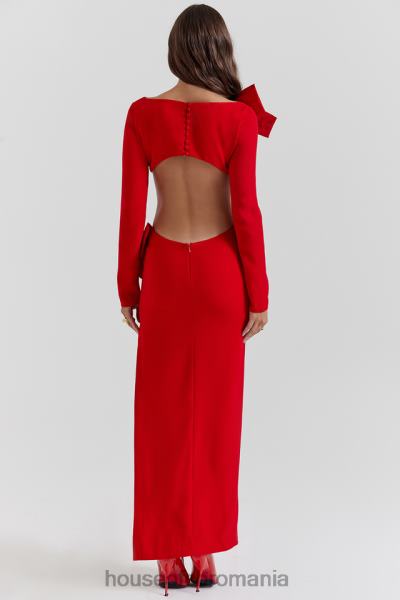 îmbrăcăminte House of CB rochie maxi cu fundita rosie lavele X4F68110