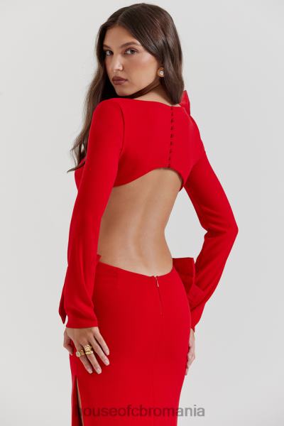 îmbrăcăminte House of CB rochie maxi cu fundita rosie lavele X4F68110
