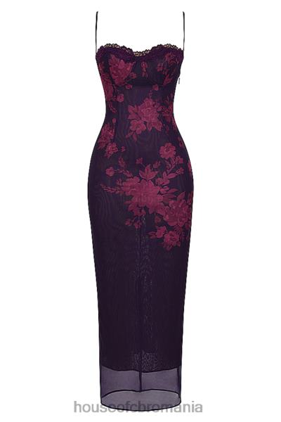 îmbrăcăminte House of CB rochie maxi cu imprimeu floral aiza grape X4F68329