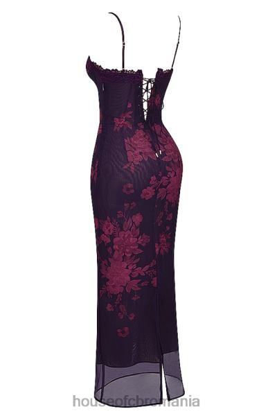 îmbrăcăminte House of CB rochie maxi cu imprimeu floral aiza grape X4F68329