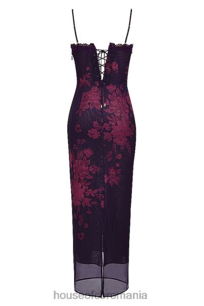 îmbrăcăminte House of CB rochie maxi cu imprimeu floral aiza grape X4F68329