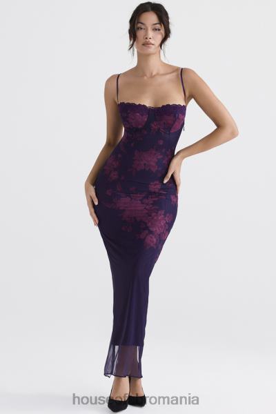 îmbrăcăminte House of CB rochie maxi cu imprimeu floral aiza grape X4F68329