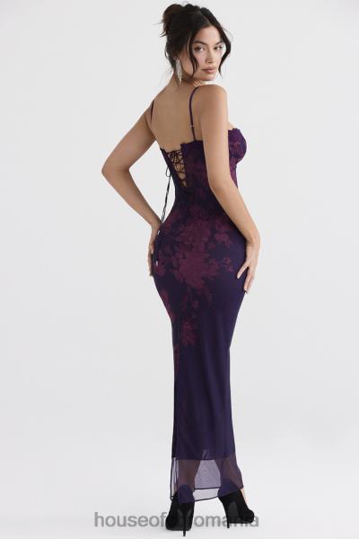 îmbrăcăminte House of CB rochie maxi cu imprimeu floral aiza grape X4F68329