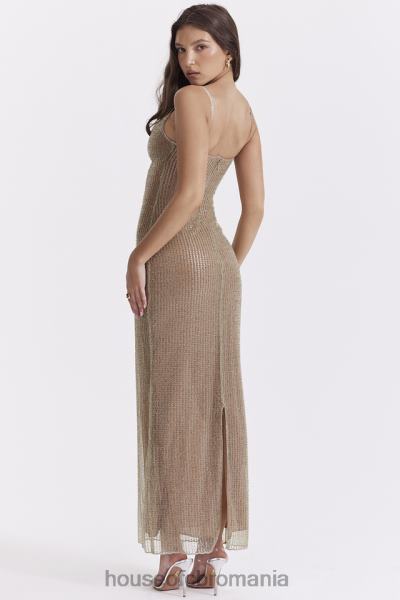 îmbrăcăminte House of CB rochie maxi cu margele alondra cafe au lait - editie limitata X4F68220