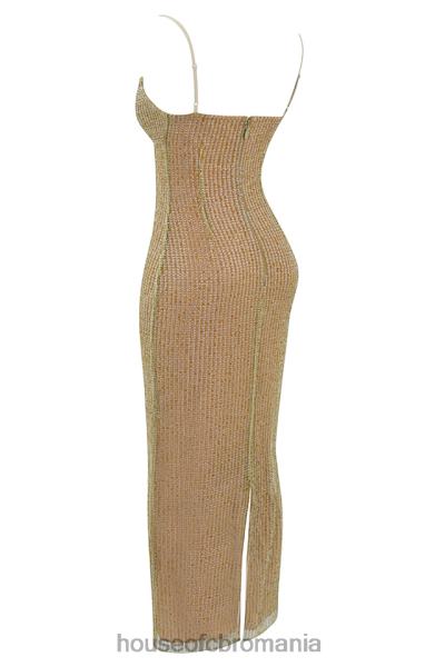 îmbrăcăminte House of CB rochie maxi cu margele alondra cafe au lait - editie limitata X4F68220