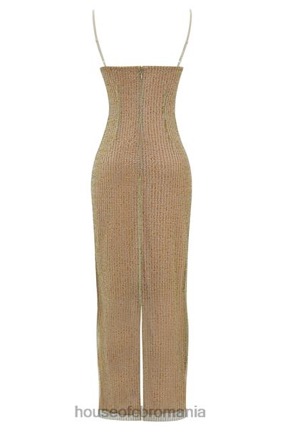 îmbrăcăminte House of CB rochie maxi cu margele alondra cafe au lait - editie limitata X4F68220