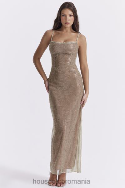 îmbrăcăminte House of CB rochie maxi cu margele alondra cafe au lait - editie limitata X4F68220