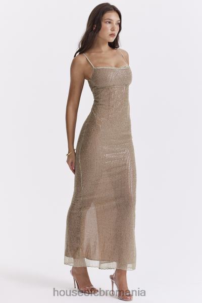 îmbrăcăminte House of CB rochie maxi cu margele alondra cafe au lait - editie limitata X4F68220