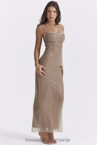 îmbrăcăminte House of CB rochie maxi cu margele alondra cafe au lait - editie limitata X4F68220
