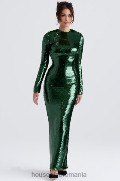îmbrăcăminte House of CB rochie maxi cu paiete belle pin verde X4F68344