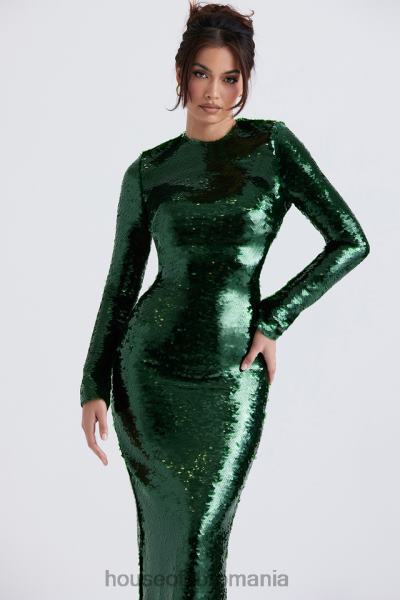 îmbrăcăminte House of CB rochie maxi cu paiete belle pin verde X4F68344