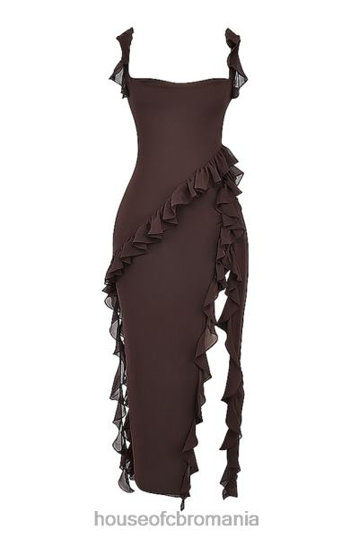 îmbrăcăminte House of CB rochie maxi cu volane ariela espresso X4F68155