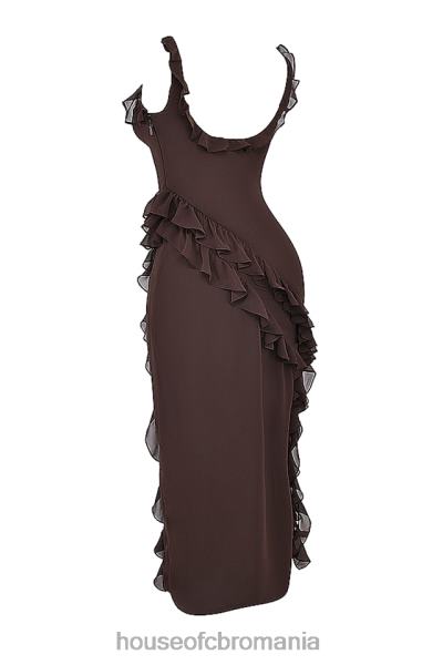 îmbrăcăminte House of CB rochie maxi cu volane ariela espresso X4F68155