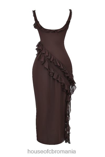 îmbrăcăminte House of CB rochie maxi cu volane ariela espresso X4F68155