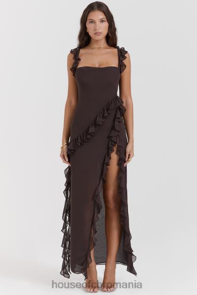 îmbrăcăminte House of CB rochie maxi cu volane ariela espresso X4F68155