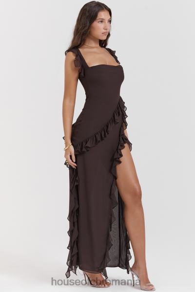 îmbrăcăminte House of CB rochie maxi cu volane ariela espresso X4F68155