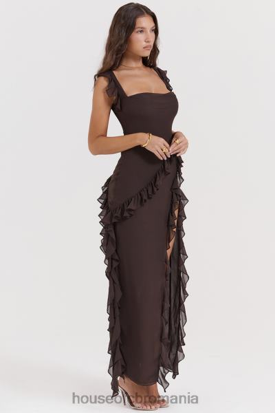 îmbrăcăminte House of CB rochie maxi cu volane ariela espresso X4F68155